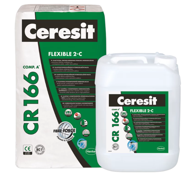 Ceresit CR 166 FLEXIBLE 2-C, 16
(2worki6
+2bute lki2 l) kg, elastyczna powłoka wodoszczelna