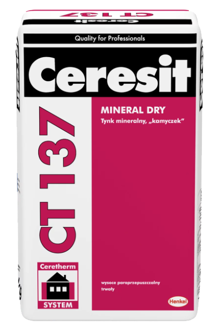 Ceresit CT 137 faktura "kamyczkowa" do malowania, 25 kg, tynk mineralny